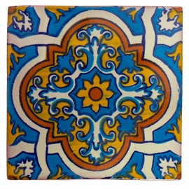 Ceramic Mexican Tile – 5cm- Handmade and Ethically Traded by Tumia LAC - 10 Pack