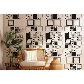 Mid-Century Modern Geometric Wall Decals | Custom Colors | 80” H x 22” W | Peel and Stick