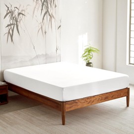 Wake In Cloud - 100% Bamboo Fitted Sheet, 1 Piece, Cooling Breathable & Silky Soft, Extra Deep, White, King Size