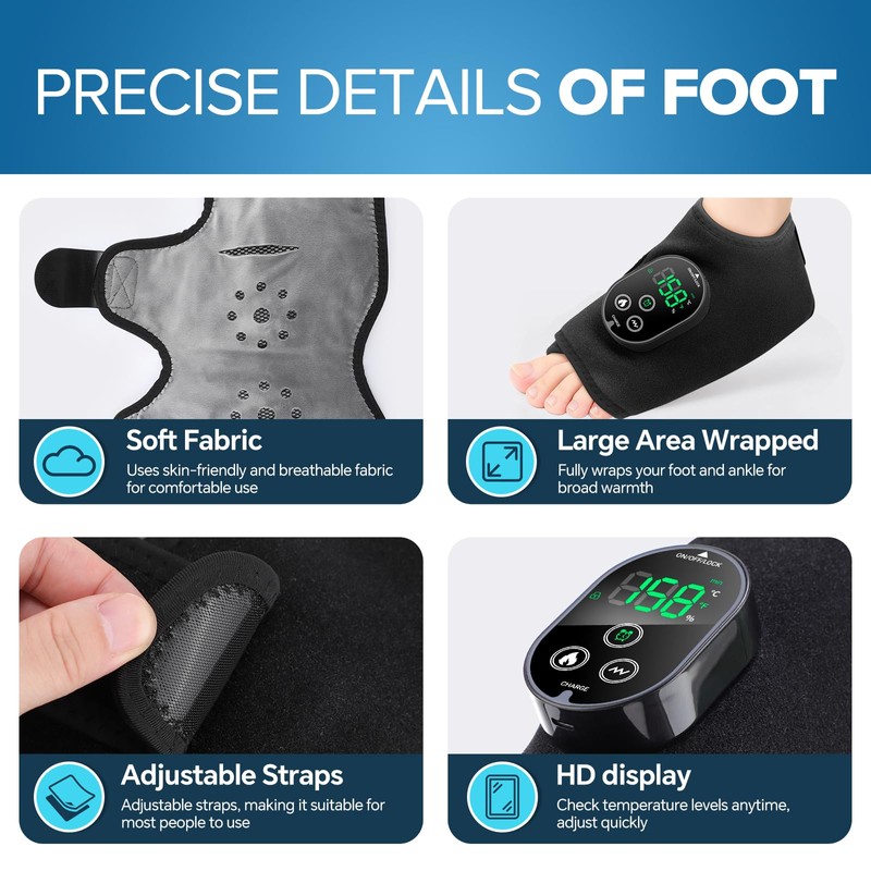 2Pcs Cordless Foot and Ankle Massager for Pain Relief, Rechargeable