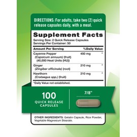 Nature's Truth Cayenne Pepper Capsules | 40,000 HU | 100 Count | with Ginger Root | Non-GMO & Gluten Free Supplement