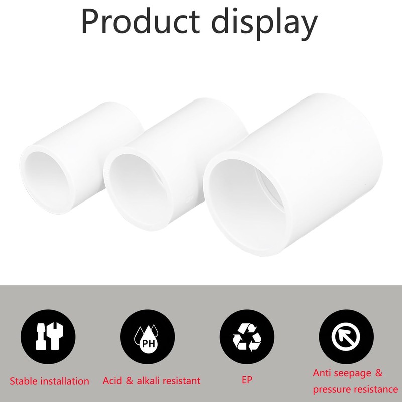 Ctyjia 2 PCS PVC Coupling Straight PVC Pipe Fitting Coupling,