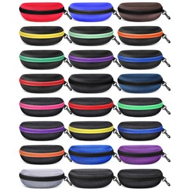 Treela 24 Pcs Sunglasses Case Portable Travel Hard Shell Zipper Eyeglasses Frame Glasses Summer Eyeglasses Case with Plastic Hook for Women Men