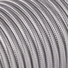 3 m Textile Cable Silver Plain Colours 3 x 0.75 mm² 3G Cable Lamp Cable Fabric Cable Power Cable Braided Max. 300 V