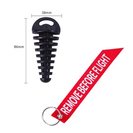 NIYATA 2 Pcs Motorcycle Exhaust Muffler Muffler Rubber Stoppers with Red Key Fob Exhaust Plugs for Motorcycle Cross Black