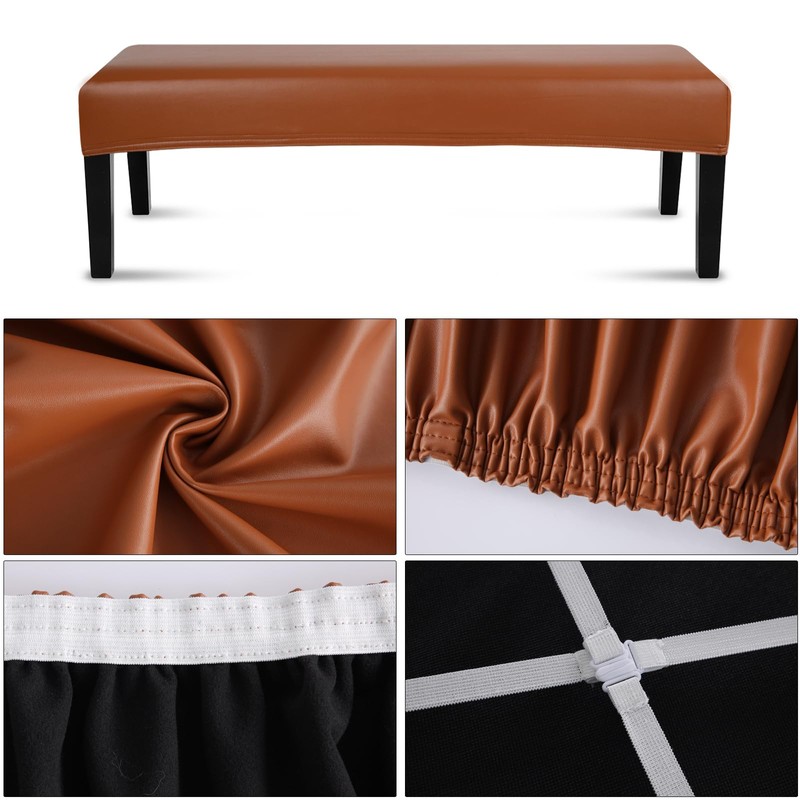 YISUN Leather Dining Room Bench Covers, Stretch Spandex Upholstered Bench