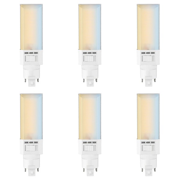Sunlite LED PLD Plug & Play Light Bulb, 11 Watts (18 Watts Equiv.), 1025 Lumens, Color Selectable 30K/40K/50K, G24q 4-Pin Base, 180 Degree Beam Angle, UL Listed, RoHS Compliant, 6 Pack