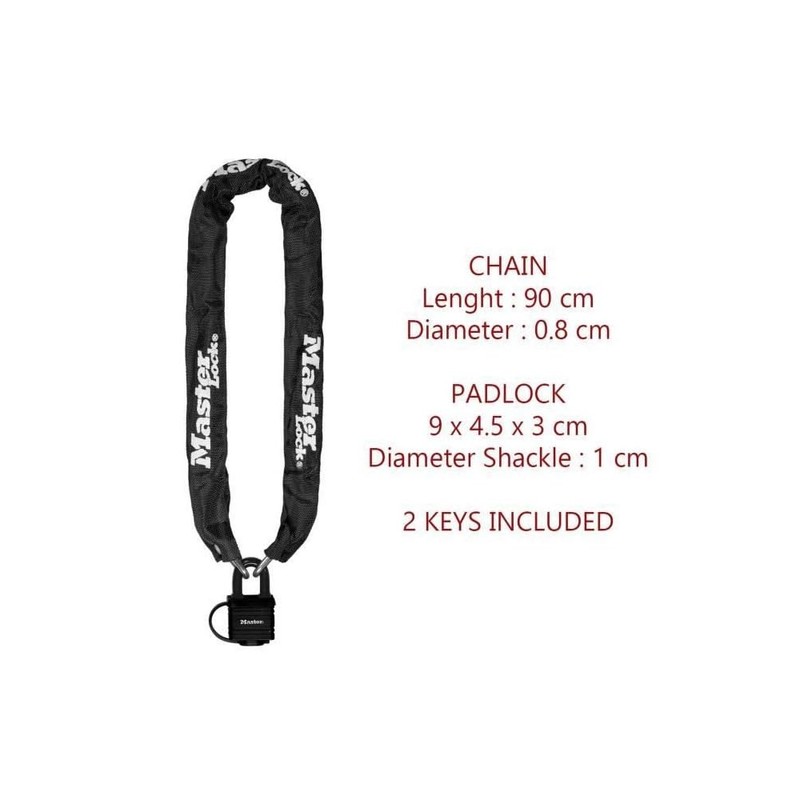MasterLock Chain 0.9m + Weather Tough 40mm Padlock