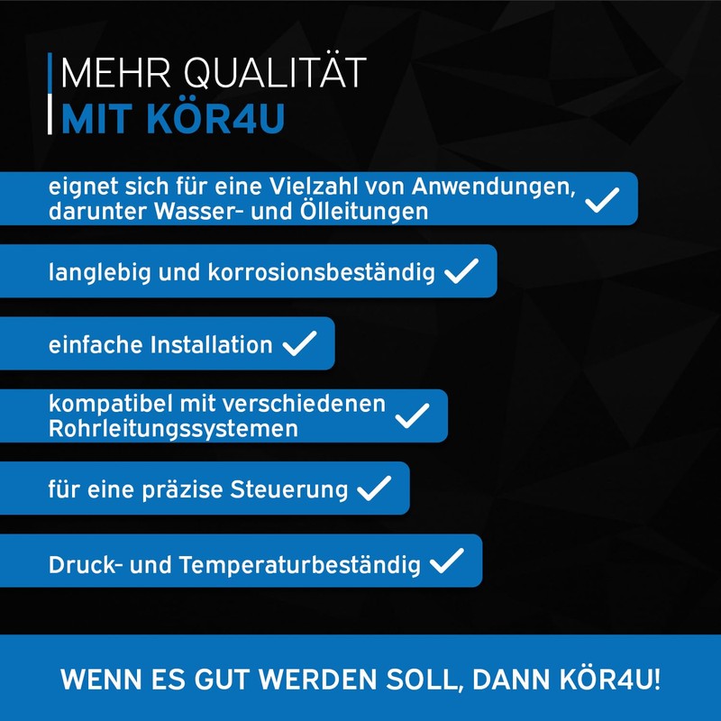 kör4u Brass Ball Valve Female Thread with Blue Steel Lever