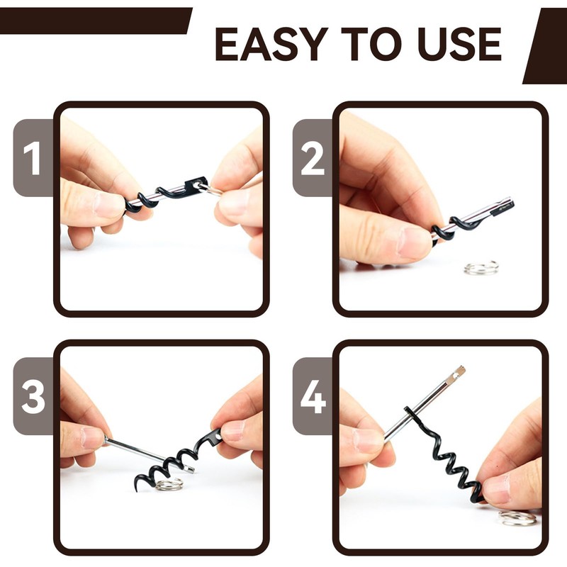 Wine Opener Set, 4PCS Key Ring Corkscrew Corkscrew Wine Opener