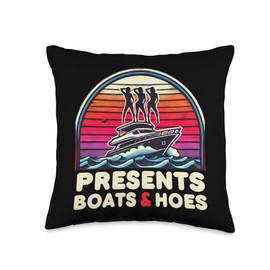 Boats And Hoes Funny Boat Throw Pillow