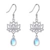 DAYLINLOVE Lotus Earrings 925 Sterling Silver Moonstone Lotus Earrings Yoga