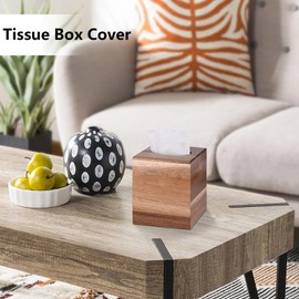 KYDIFS KYDIFS Tissue Box Cover Square, Acacia Wood Tissue Box Holder with Slide-Out Bottom, Wooden Tissue Box Cover Cube for Bathroom, Bedroom, Dinner Table, Office,Kitchen