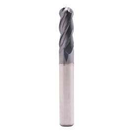 Ball Nose Solid Carbide End Mill Cutter(1Pc, 5/16"), AlTiN Coated, 4 Flute, 30° Helix, 5/16" Cutting, 5/16" Shank, 13/16" LOC, 2-1/2" OAL for Milling Stainless Steel, Hardened Steel, Alloy Steel