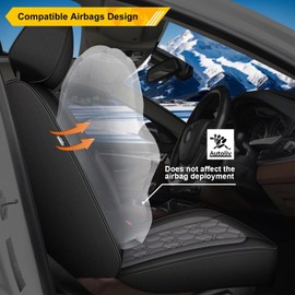 JIAMAOXIN Car Seat Covers Fit for Ford Mustang Mach-E 2021-2023 2024 - First Row 2 Seat Waterproof Leather Seat Covers Protector（2 Front Set,Black & Grey）