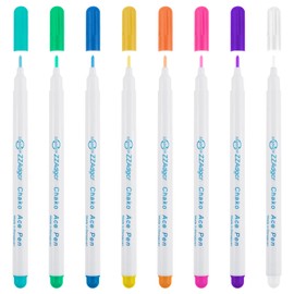 Uoww Water Erasable Fabric Marker Pen Washable Fabri Cembroidery Cross Stitch Multicolor Auto Vanishing Pen for Embroidery Sewing Clothes Fabric Marking Pack of 8
