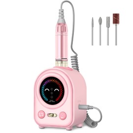 Madenia Electric Nail Cutter for Gel Nails 35000 rpm Professional, Electric Nail File for Acrylic Nails, Manicure Pedicure Set with 4 Nail Cutter Bits, Valentine's Day Gifts for Women, Pink