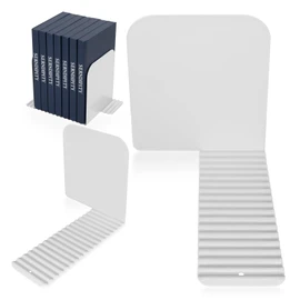 SHINEI Naminami Bookends White, 2-Piece, Made in Japan, Practical, Does Not Tip Over, Freestanding, Steel, Magnetic Compatible, Desktop, Bookshelf, Organizer
