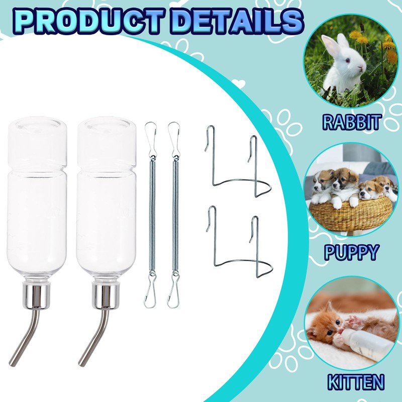 2 Pack Rabbit Water Bottle, Rabbit Bottles, Guinea Pig Water