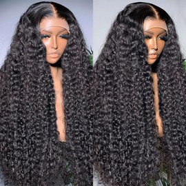Fadaina 13x6 Deep Curly Lace Front Wigs Human Hair 180 Density, 32 Inch Curly Lace Frontal Wig Human Hair Pre Plucked with Baby Hair (32inch, 13x6 Curly Wig)