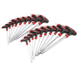 KEWAYO T-Handle Allen Wrench Set, Metric Long Arm Ball End Hex Key Wrench Set, T-Handle Security Torx Wrench Set, Long Arm Tamper Proof Star Keys Made 19 pack