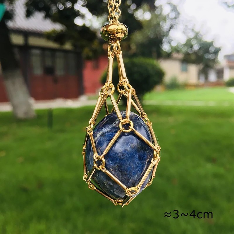 Crystal Holder Necklace Cage for Stone Adjustable Natural Crystal Cage