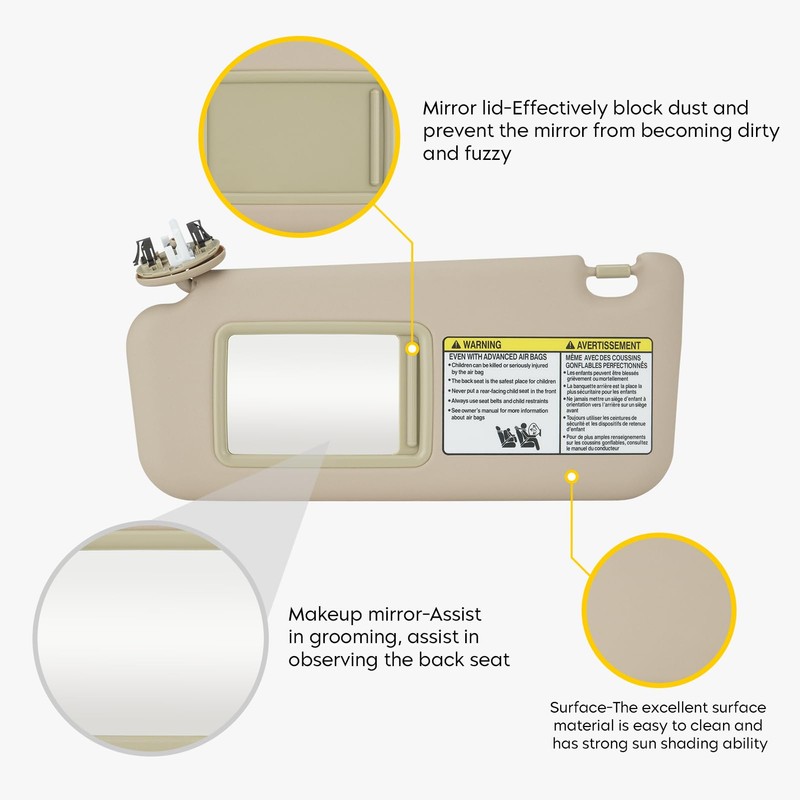Left Driver Side Beige Sun Visor Fit for Toyota RAV4