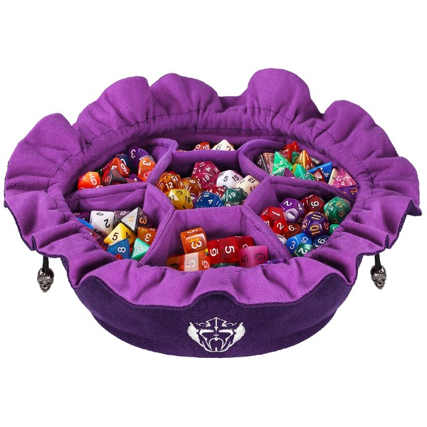 CardKingPro Immense Dice Bags with Pockets - Purple - Capacity 150+ Dice - Great for Dice Hoarders [Patented Design]