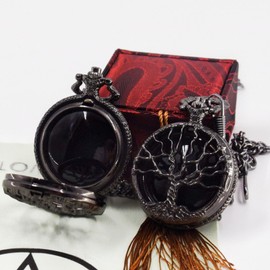 TOWDREU Scrying Mirror,Obsidian Mirror Tree of Life Design Witchcraft Kit for Divination, Meditation, and Spiritual Connection,Witchy Gifts