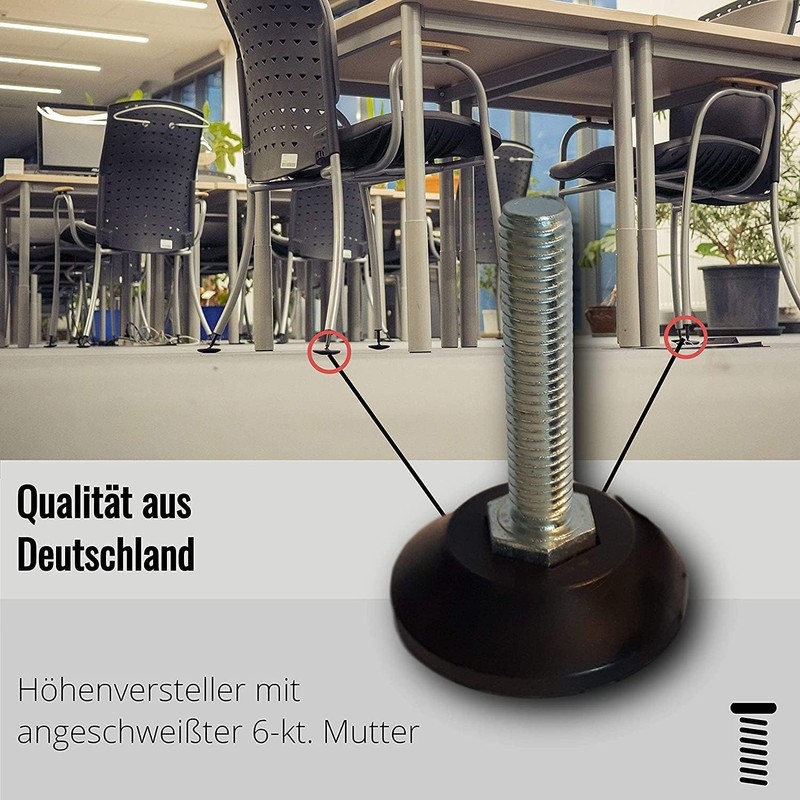 KLAMA 4 x Height-Adjustable Feet - Galvanised Steel Furniture Feet