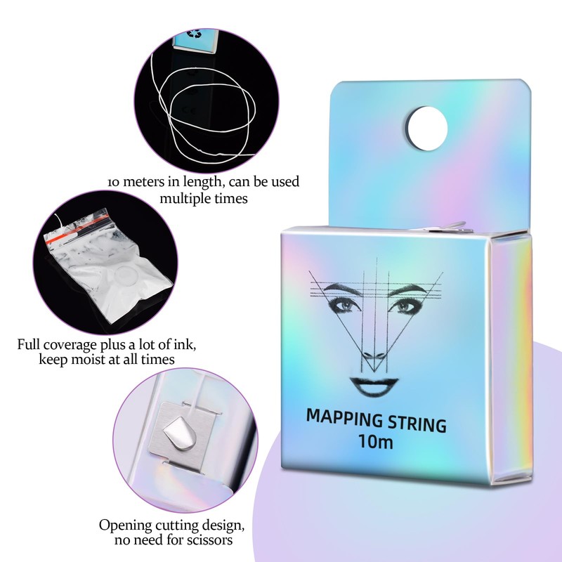 ATOMUS Eyebrow Mapping String, 6 Pieces 10M Pre Dyed Microblading