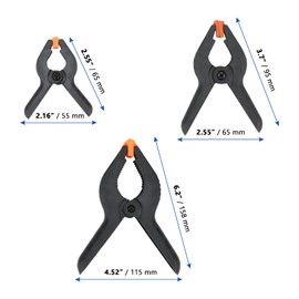 MANCHAP 46 Pack 3 Sizes Plastic Spring Clamps, 2 Inch/3 Inch/6 Inch Nylon Spring Clamps Plastic Quick Grips Clips for Woodworking Projects, Photography