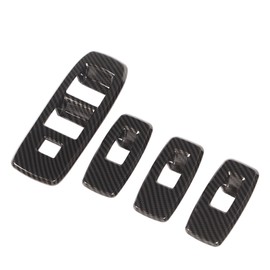 4 PCS Car Window Control Panel Cover ABS Carbon Fiber Pattern Lift Switch Button Sticker Replacement for Ford Ranger