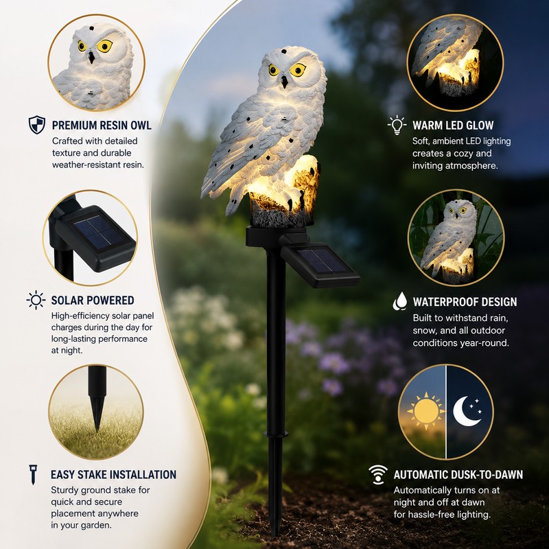 Solar Owl Garden Light for Outdoor Decor – Waterproof LED
