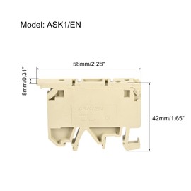 MECCANIXITY DIN Rail Mount Fuse Holder Terminal Blocks Screw Type Yellow ASK1/EN Pack of 5