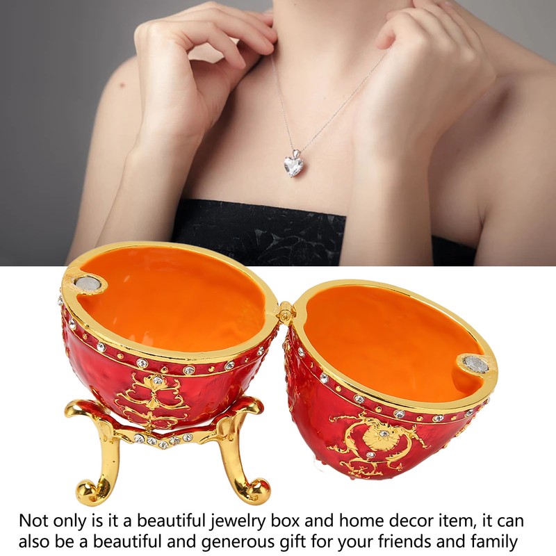 Egg Style Jewelry Trinket Box Zinc Alloy Hand Painted Enameled