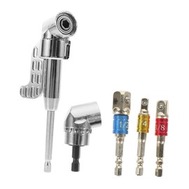 DOITOOL 1set Right Angle Drill Adapter Impact Driver Bit Drill Extension Quick Connect Handle and Wrenches for Tight Spaces and Twisting Screws