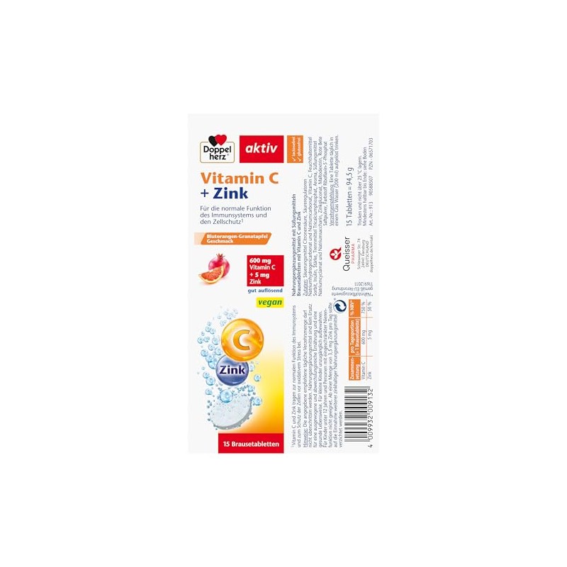 Doppelherz Vitamin C + Zinc with Blood Orange Pomegranate Flavour