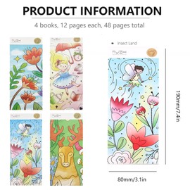 Jinzhenhong 4pcs Watercolor Coloring Book with Brush, Watercolor Bookmarks to Paint, Water Coloring Paint Set for Gift (4)