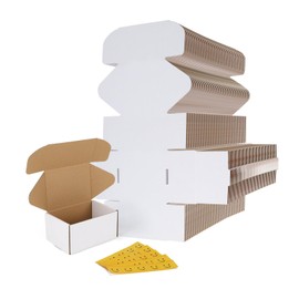 RLAVBL 75 Pack 6x4x3 Small Shipping Boxes, White Corrugated Cardboard Mailer Box for Packing, Mailing, Business