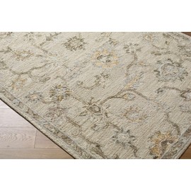 Hauteloom Adelle Boho Hand Tufted Natural Fiber Wool Runner Rug - Traditional Floral Carpet for Hallway, Kitchen - Beige, Tan - 2'6" x 8'