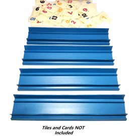 Unbranded Rummy Tiles Cards Racks BLUE Holders Trays Set of 4 Racks Games Hands Organizer