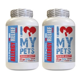 I LOVE MY PETS Skin Support for Dogs - Dog Allergy Relief - Itch Relief - Premium Quality - bromelain for Dogs - 2 Bottles (150 Treats)