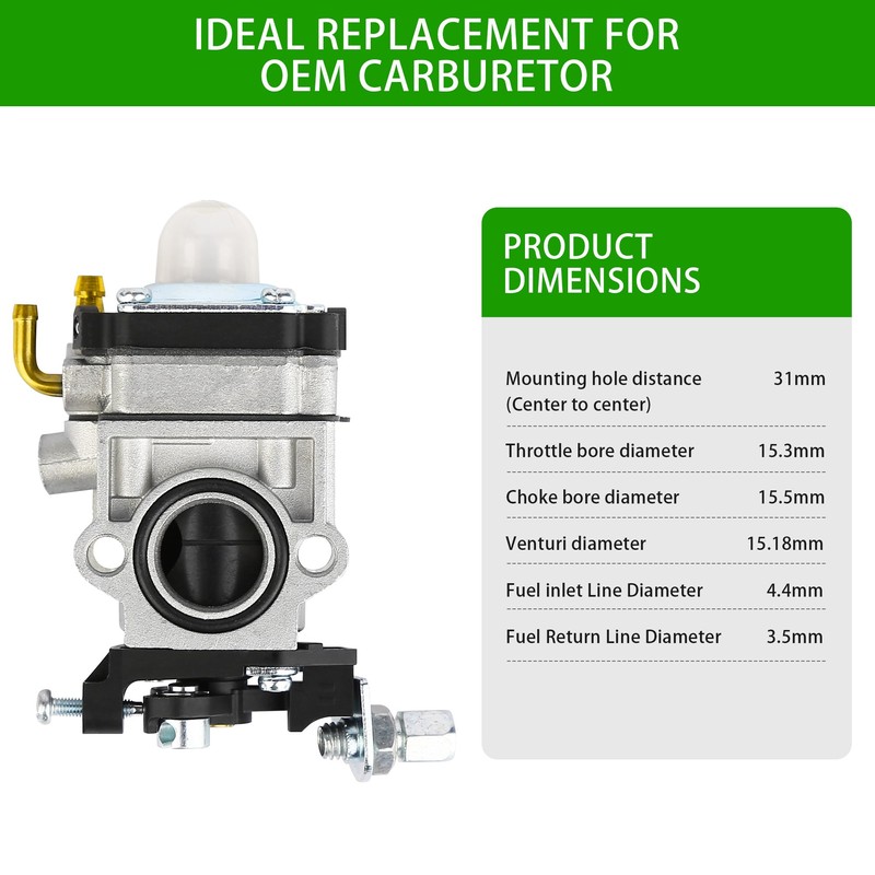 300486 43cc Carburetor, Replacement Small Engine Carburetor Fits for Earthquake