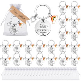 Jadive Thank You Gift Set 24 Pieces Inspirational Key Rings with Gift Tag and Organza Bag Farewell Gift for Colleagues Employees on Job Change Termination Retirement, multi-coloured