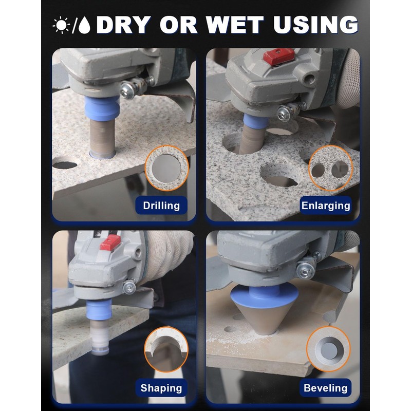 Diamond Tile Hole Saw Kit - 11Pcs 1/4'' X 2,