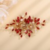 Teyglen Bridal Red Crystal Hair Barrette Rhinestone Wedding Headpiece for