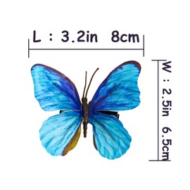 YCHTEWY-Clips decorativos de mariposa, mariposas artificiales de seda 3D, multicolor, paquete de 12, decoración para el hogar y floral (clip B)