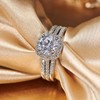 SweetJew Silver Engagement Wedding Rings for Women Round CZ Bridal