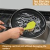2 Pack Kitchen Dish Brush Bamboo Handle Dish Scrubber Built-in